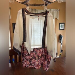 Sheer coverup with batwing sleeves
